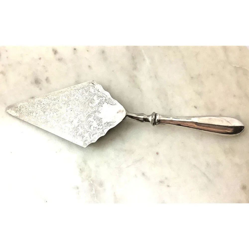 Wedding Cake Server Sterling Silver Handle Cake Pie Italy Floral Etched Italy